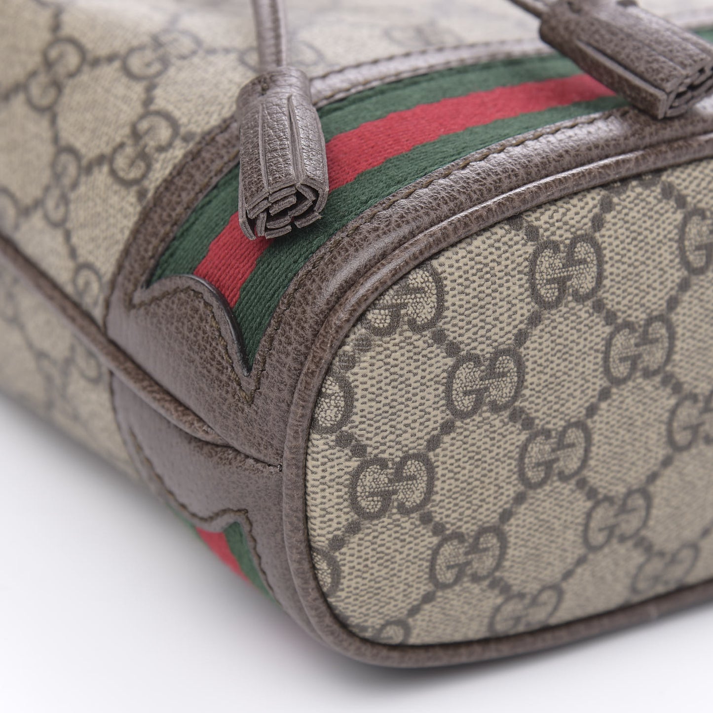 GG Supreme Monogram Web Mini Ophidia Bucket Bag Brown