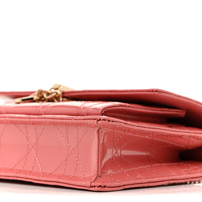 Christian Dior Patent Cannage Lady Dior Chain Pouch Pink 11 of 12