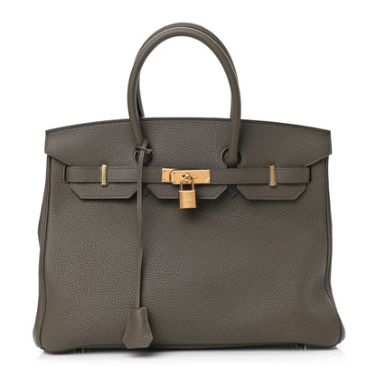 Hermes Taurillon Clemence Birkin 35 Etain 1 of 13