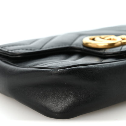 Gucci Calfskin Matelasse Super Mini GG Marmont Shoulder Bag Black 8 of 10