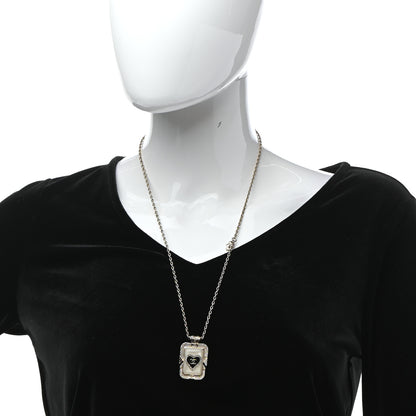 Chanel Metal Resin Enamel Crystal CC Necklace Gold Black White 2 of 5