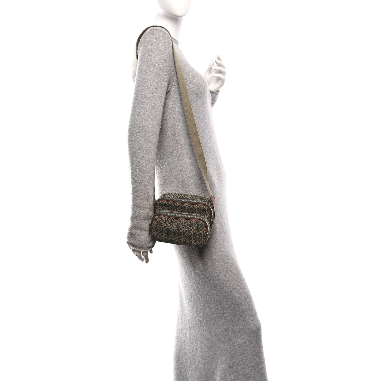Jacquard Anagram Calfskin Mini Camera Bag Khaki Green Tan