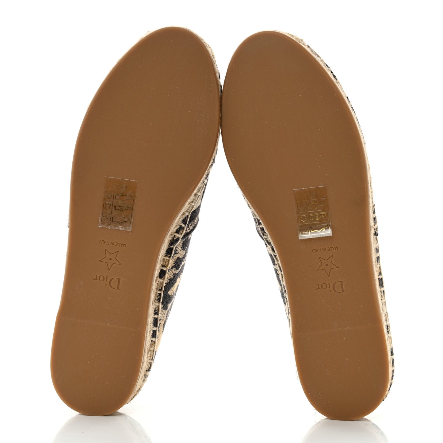 Cotton Embroidered Leopard Print Granville Espadrille 35 Natural