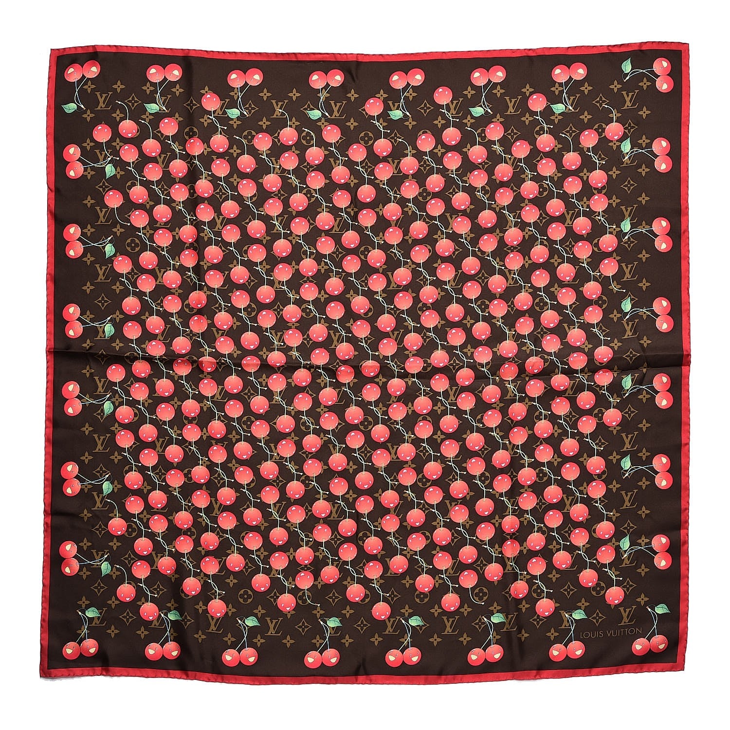 Louis Vuitton Silk Monogram Cerises Scarf 1 of 6