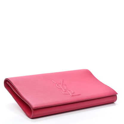 Saint Laurent Calfskin Monogram Large Belle De Jour Clutch Lipstick Fuchsia 4 of 6