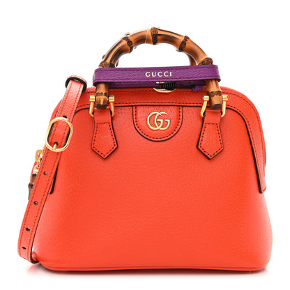 Gucci Textured Dollar Calfskin Mini Diana Dome Tote Bag Deep Orange Spicy Cyclamin 1 of 12