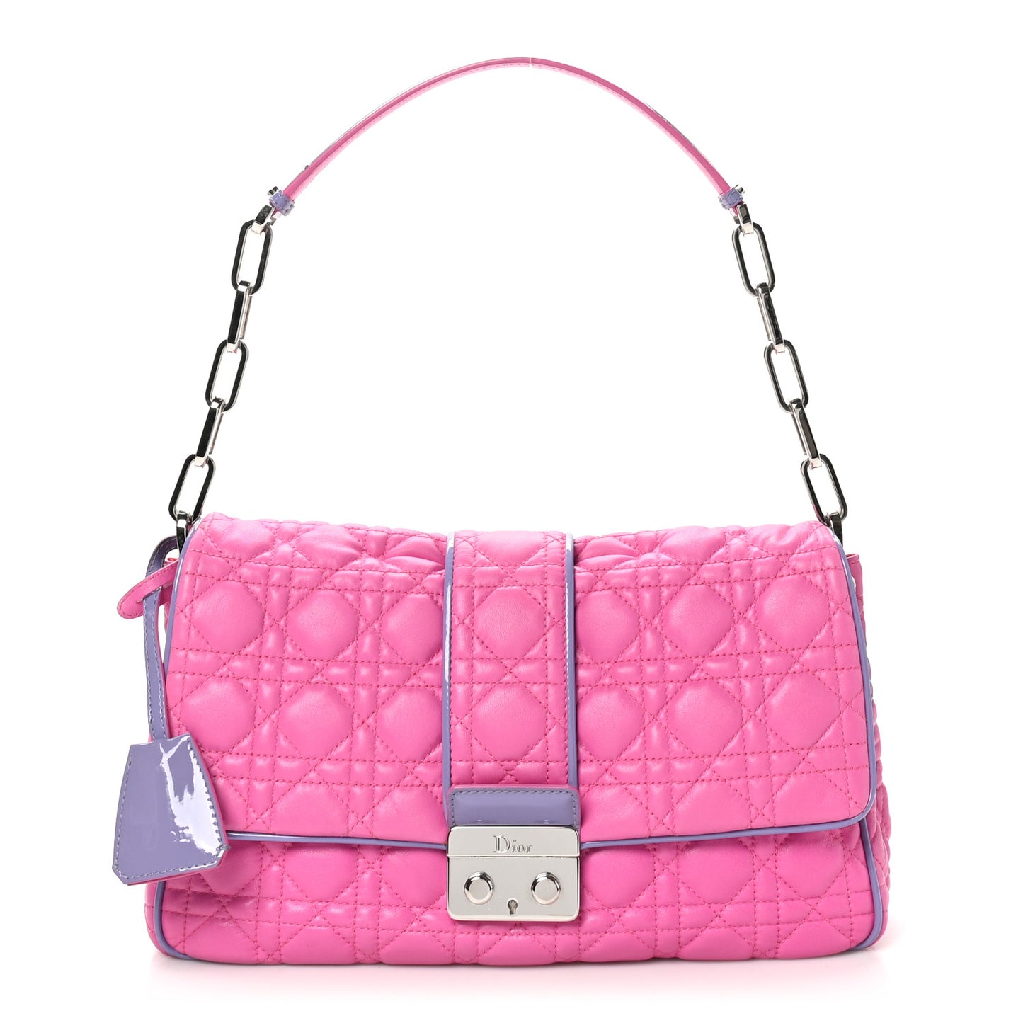 Lambskin Cannage New Lock Flap Pink Purple