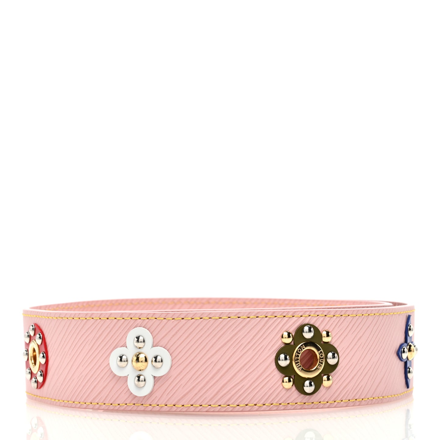 Epi Mechanical Flowers Bandouliere Shoulder Strap Rose Ballerine