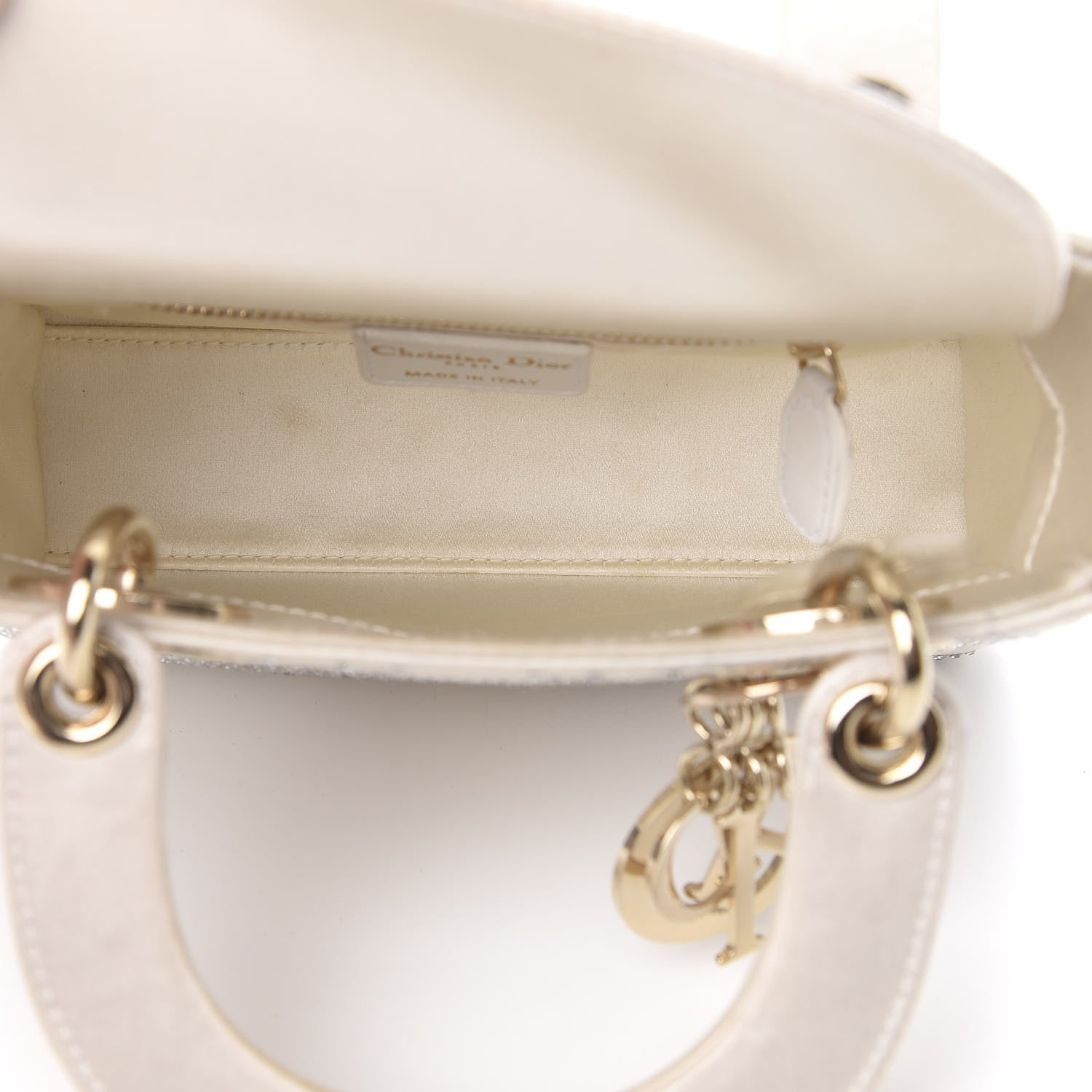 Christian Dior Satin Crystal Cannage Mini Lady Dior White 5 of 13