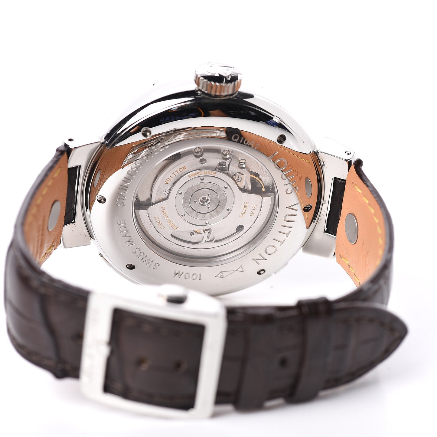 Stainless Steel Alligator 44mm Tambour Essential Orientation Automatic Watch Brown