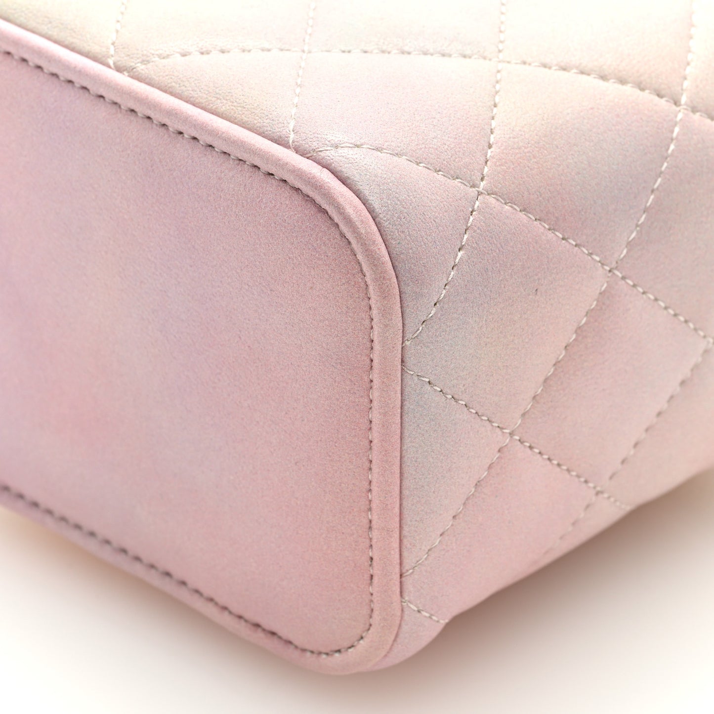 Lambskin Quilted Ombre Mini Top Handle Vanity Case With Chain Pink Multicolor