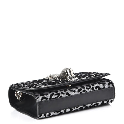 Saint Laurent Glitter Leopard Small Monogram Kate Tassel Satchel Platine Black 5 of 9