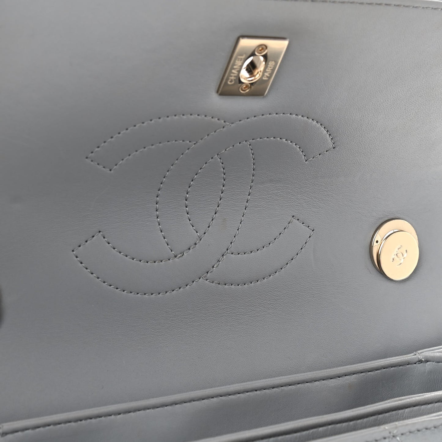Lambskin Quilted Small Trendy CC Flap Dual Handle Bag Grey