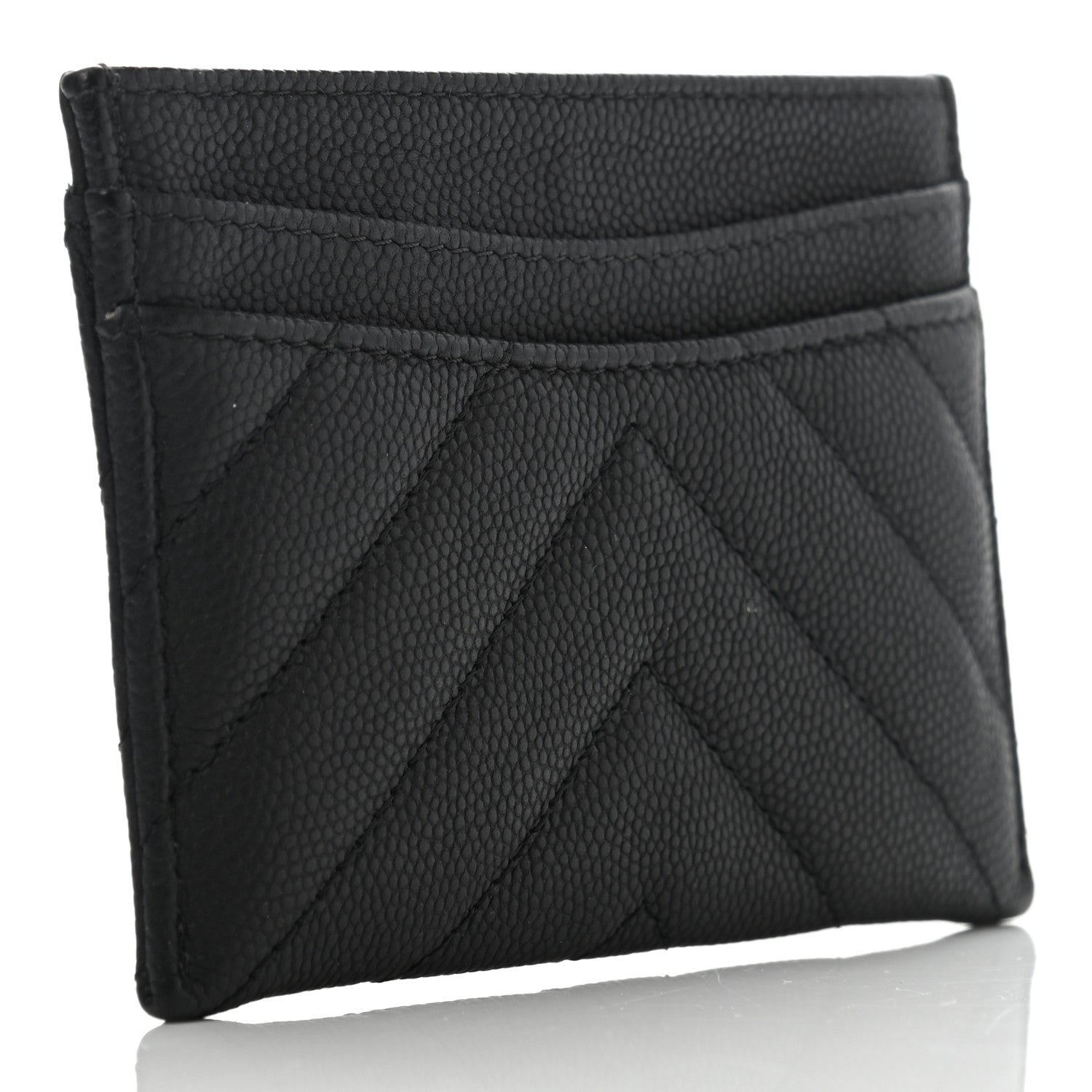 Chanel Caviar Chevron Quilted Card Holder Black 3 of 9