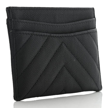 Chanel Caviar Chevron Quilted Card Holder Black 3 of 9
