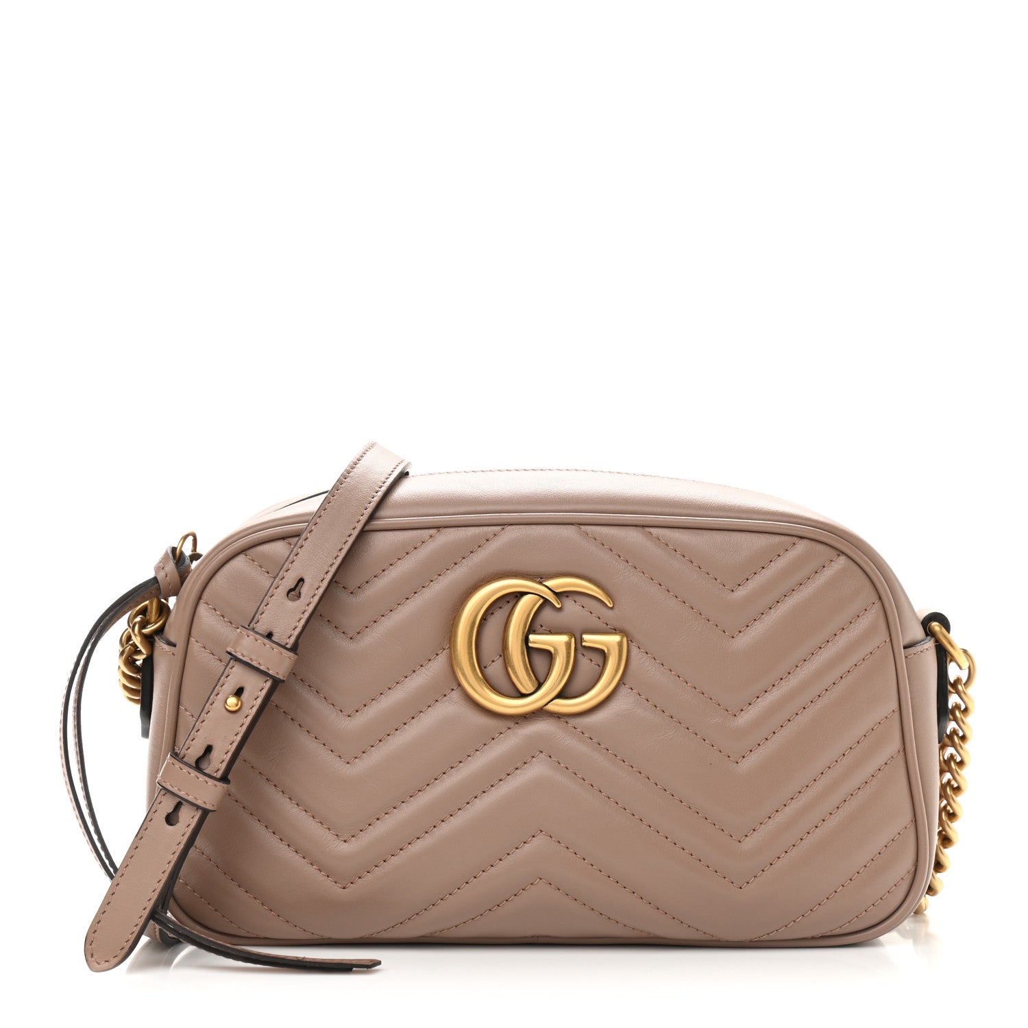 Gucci Calfskin Matelasse Small GG Marmont Chain Shoulder Bag Porcelain Rose 1 of 9