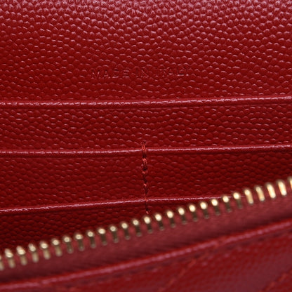 Saint Laurent Grain De Poudre Matelasse Chevron Monogram Envelope Chain Wallet New Red 7 of 9