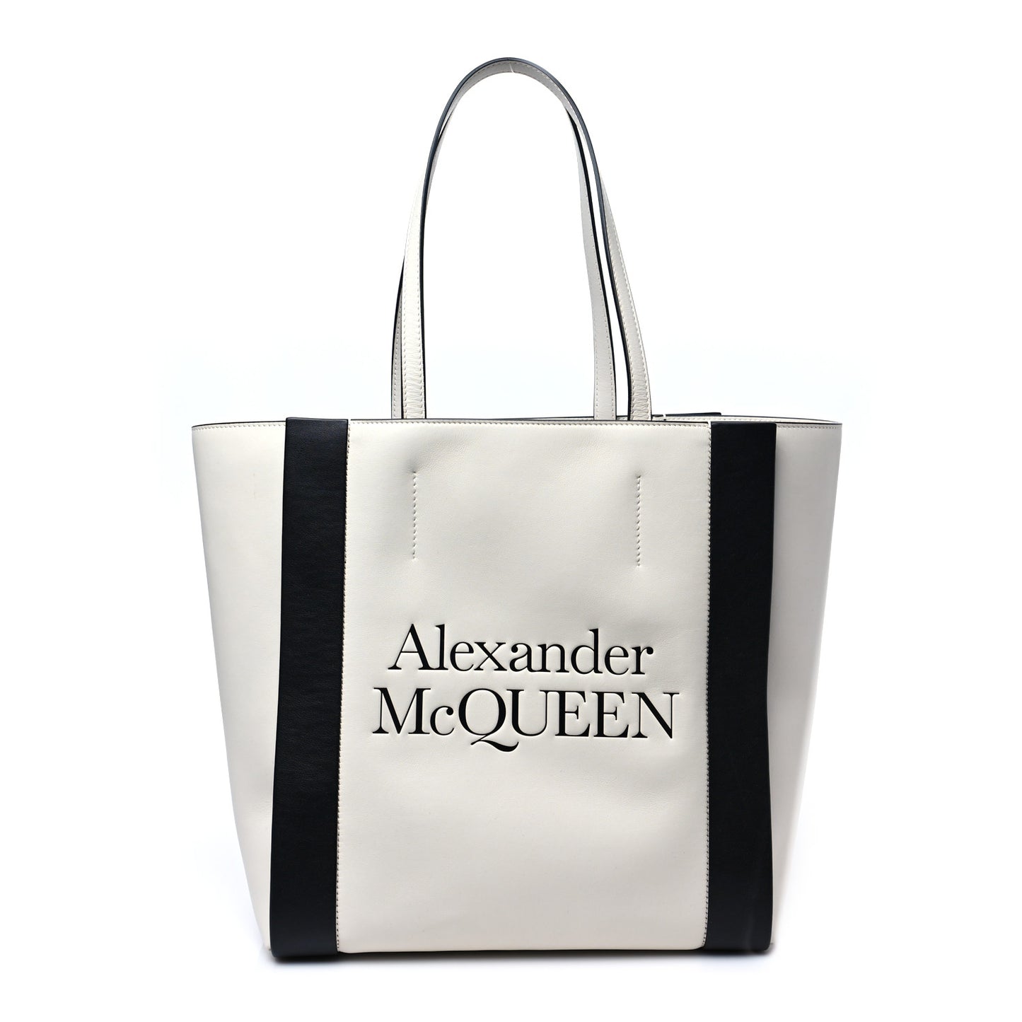 Calfskin Embossed Signature Shopper White Red