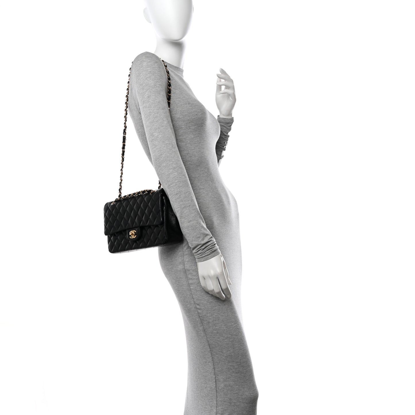 Lambskin Quilted Medium Double Flap Black