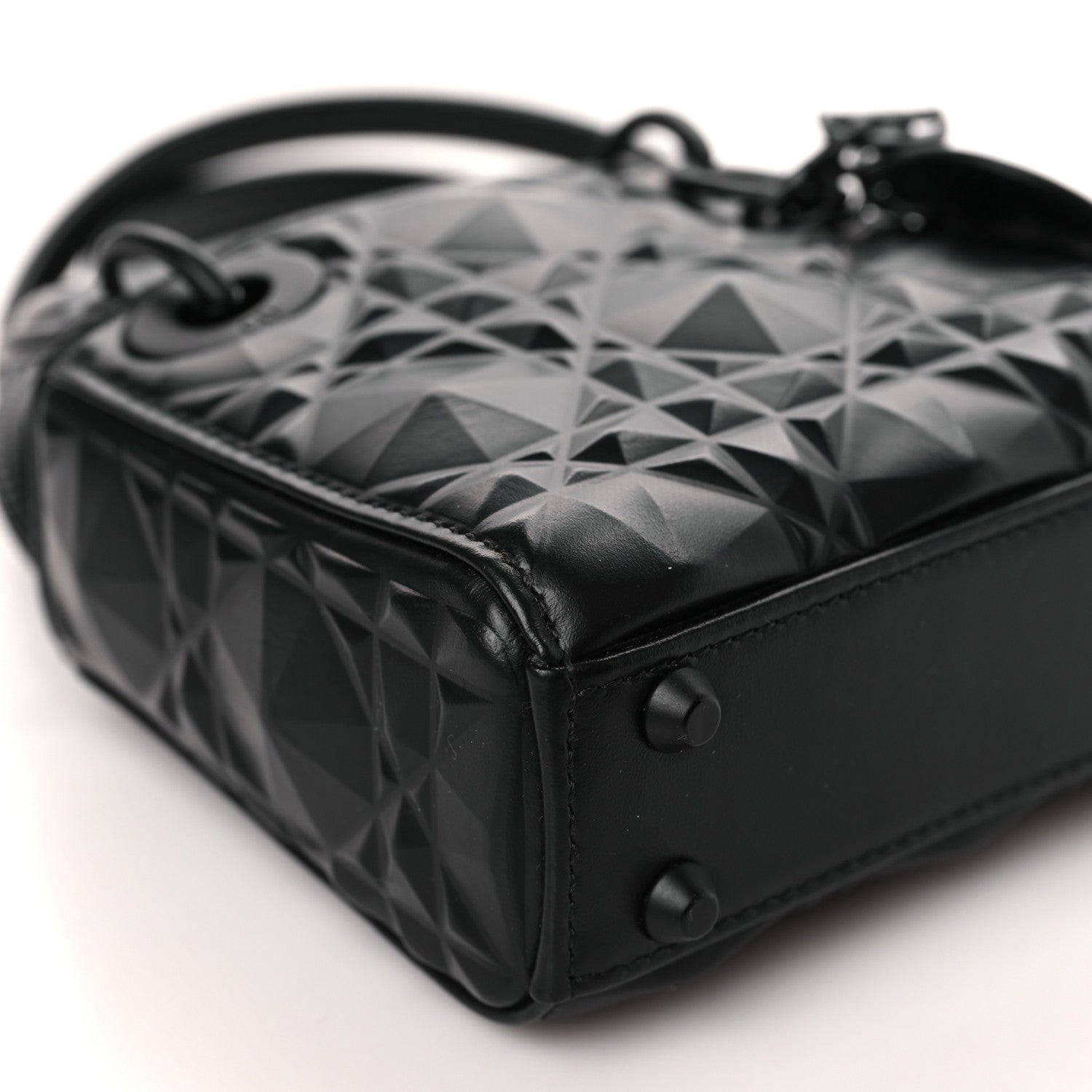 Christian Dior Calfskin Cannage Diamond Micro Lady Dior Black 8 of 9