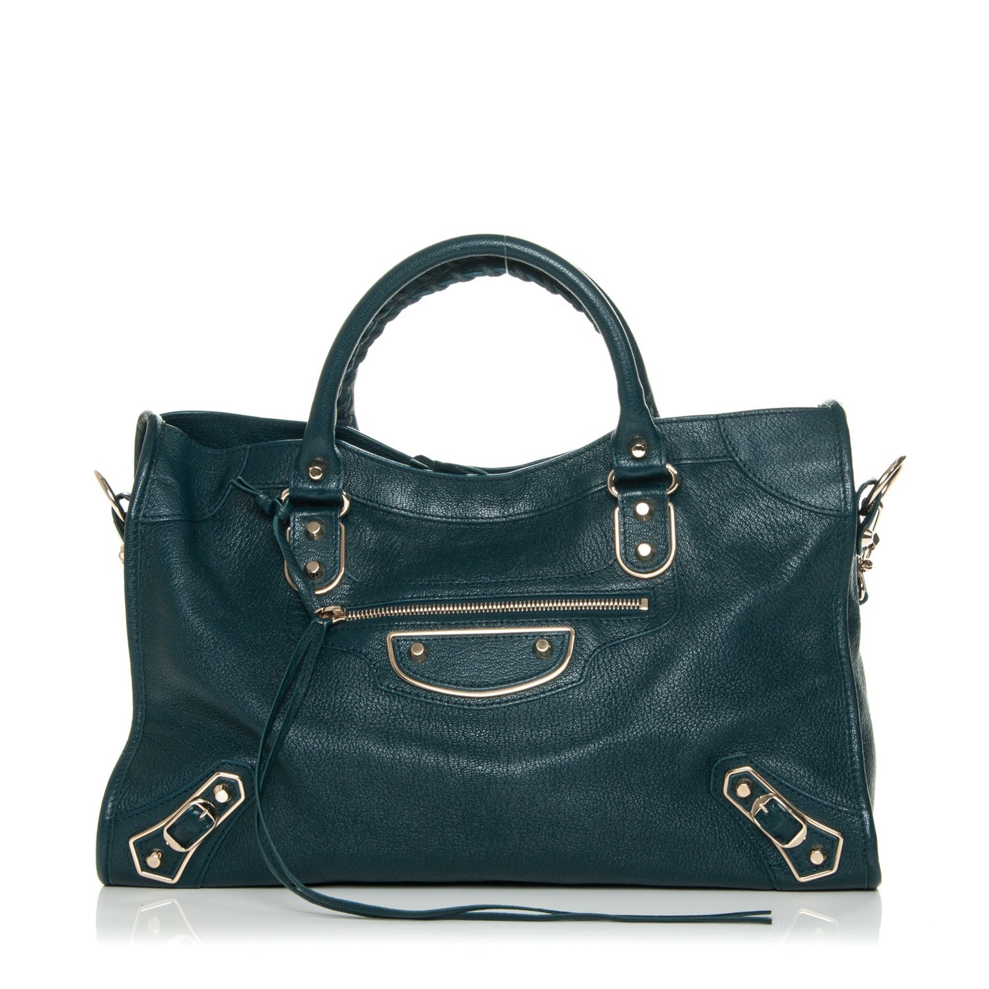 Chevre Gold Metallic Edge Hardware City Bleu Paon