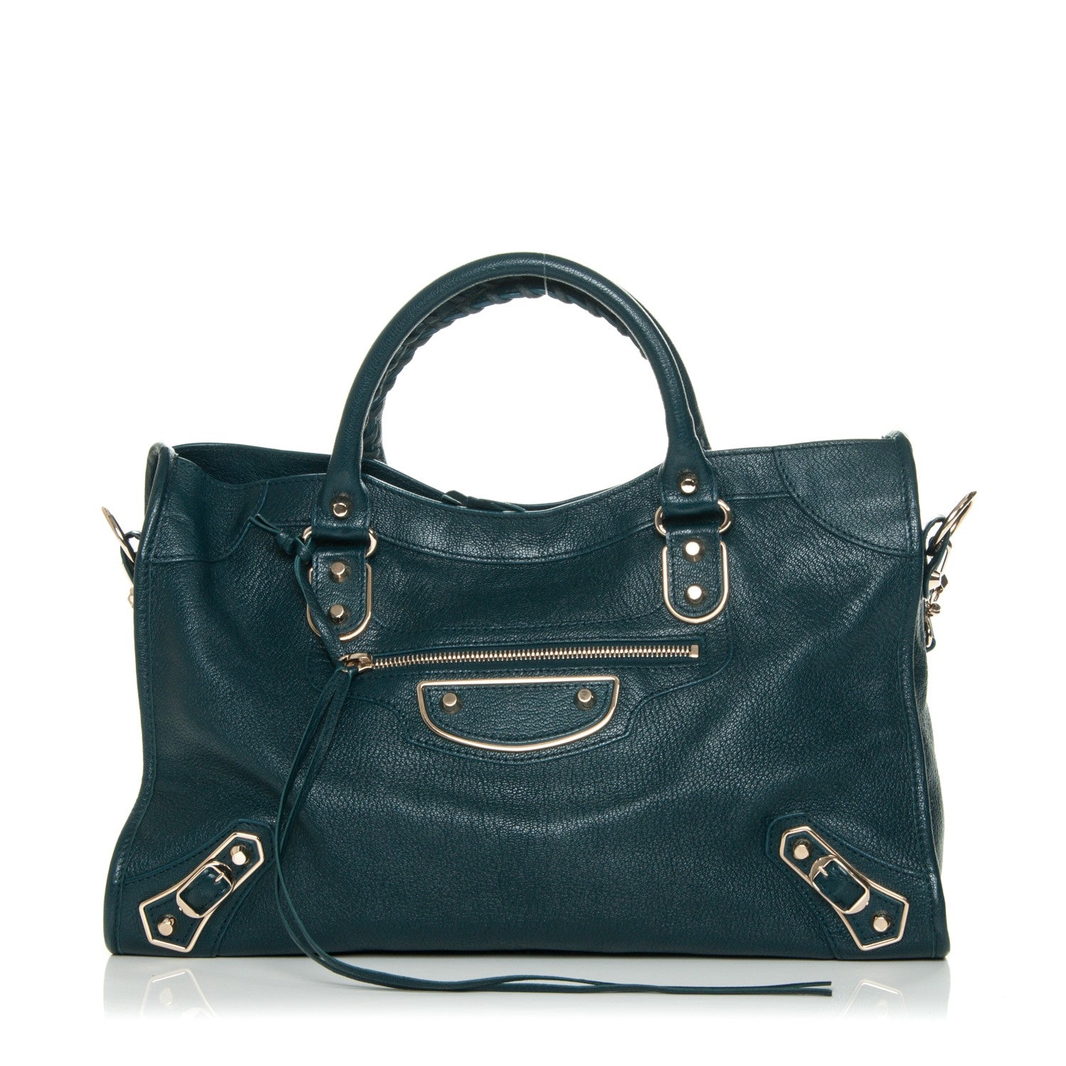 Balenciaga Chevre Gold Metallic Edge Hardware City Bleu Paon 8 of 8