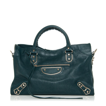 Balenciaga Chevre Gold Metallic Edge Hardware City Bleu Paon 8 of 8