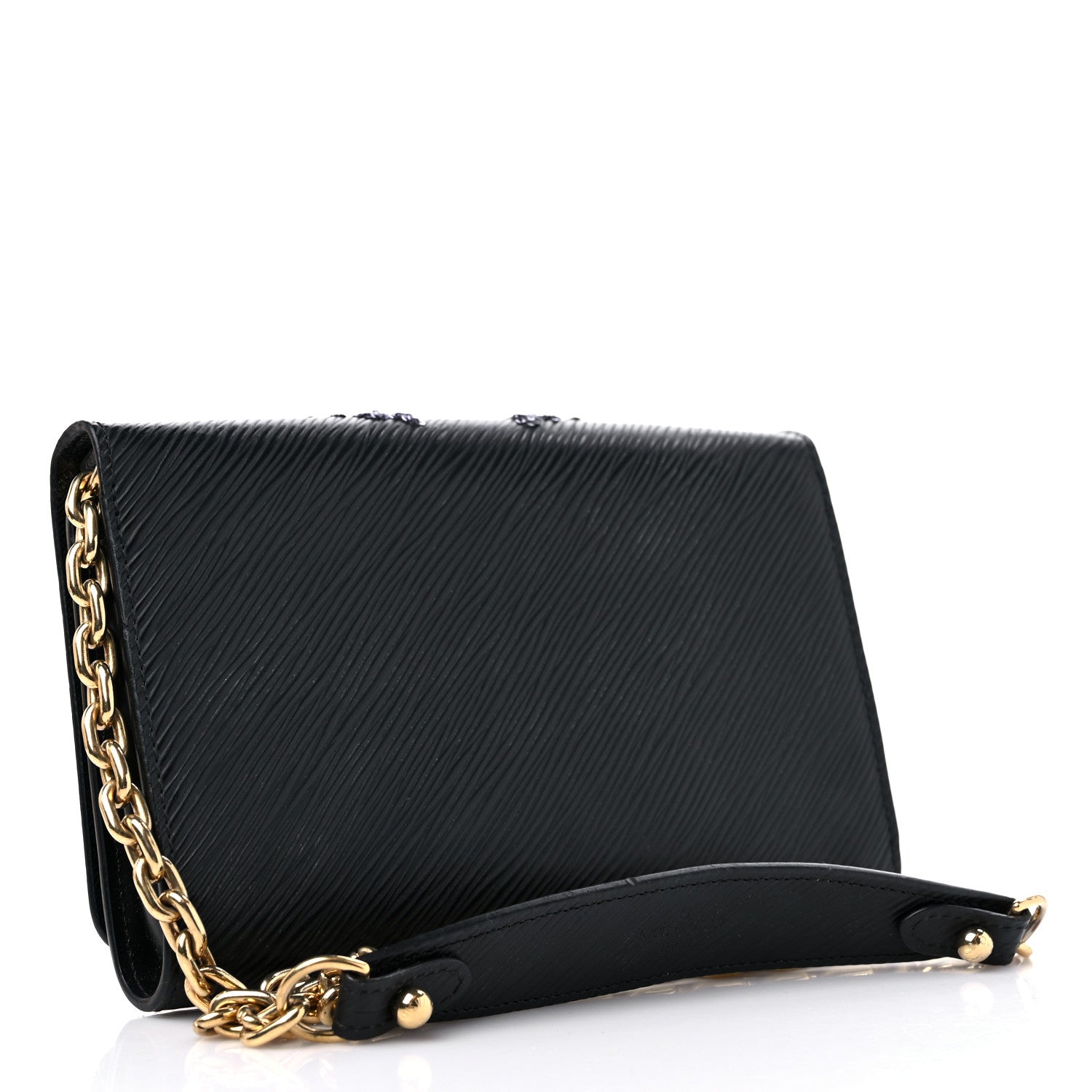 Louis Vuitton Epi Sequin Bird Twist Chain Wallet PM Black 3 of 8