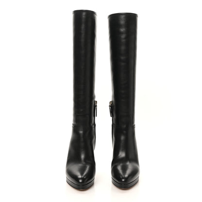 Valentino Garavani Calfskin Rockstud Knee High 100mm Platform Boots 38.5 Black 6 of 15