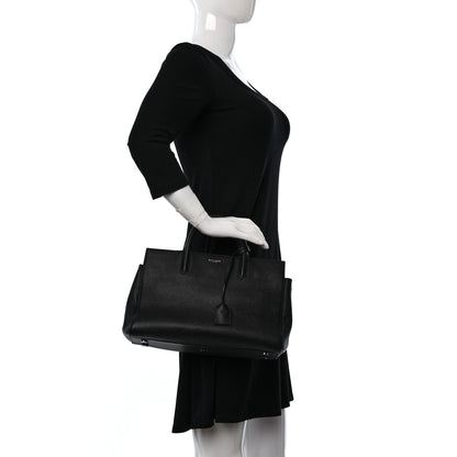 Saint Laurent Grained Calfskin Small Cabas Rive Gauche Black 2 of 11