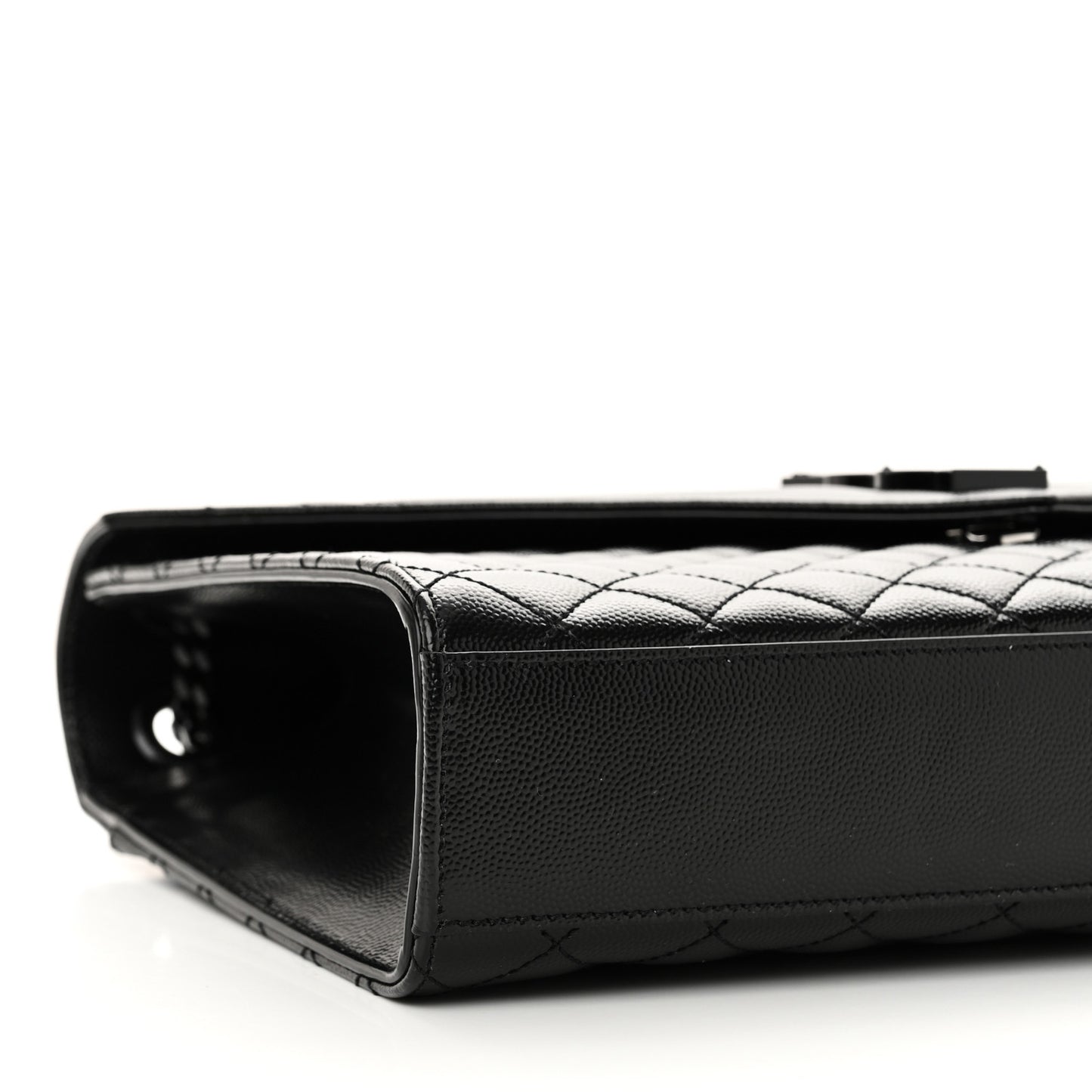 Grain De Poudre Textured Mixed Matelasse Large Triquilt Monogram Monochrome Satchel Black