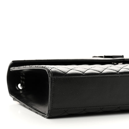 Saint Laurent Grain De Poudre Textured Mixed Matelasse Large Triquilt Monogram Monochrome Satchel Black 8 of 9