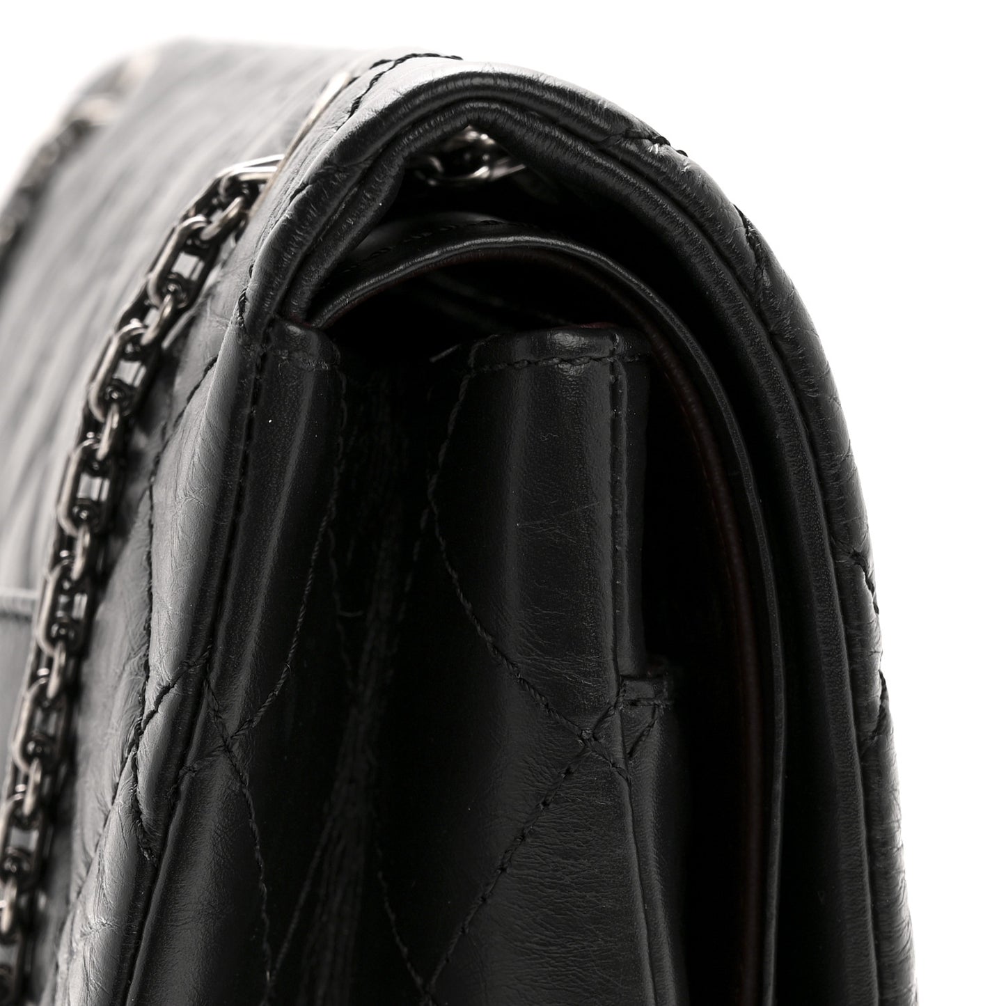 Aged Calfskin Quilted 2.55 Reissue 227 Flap Black