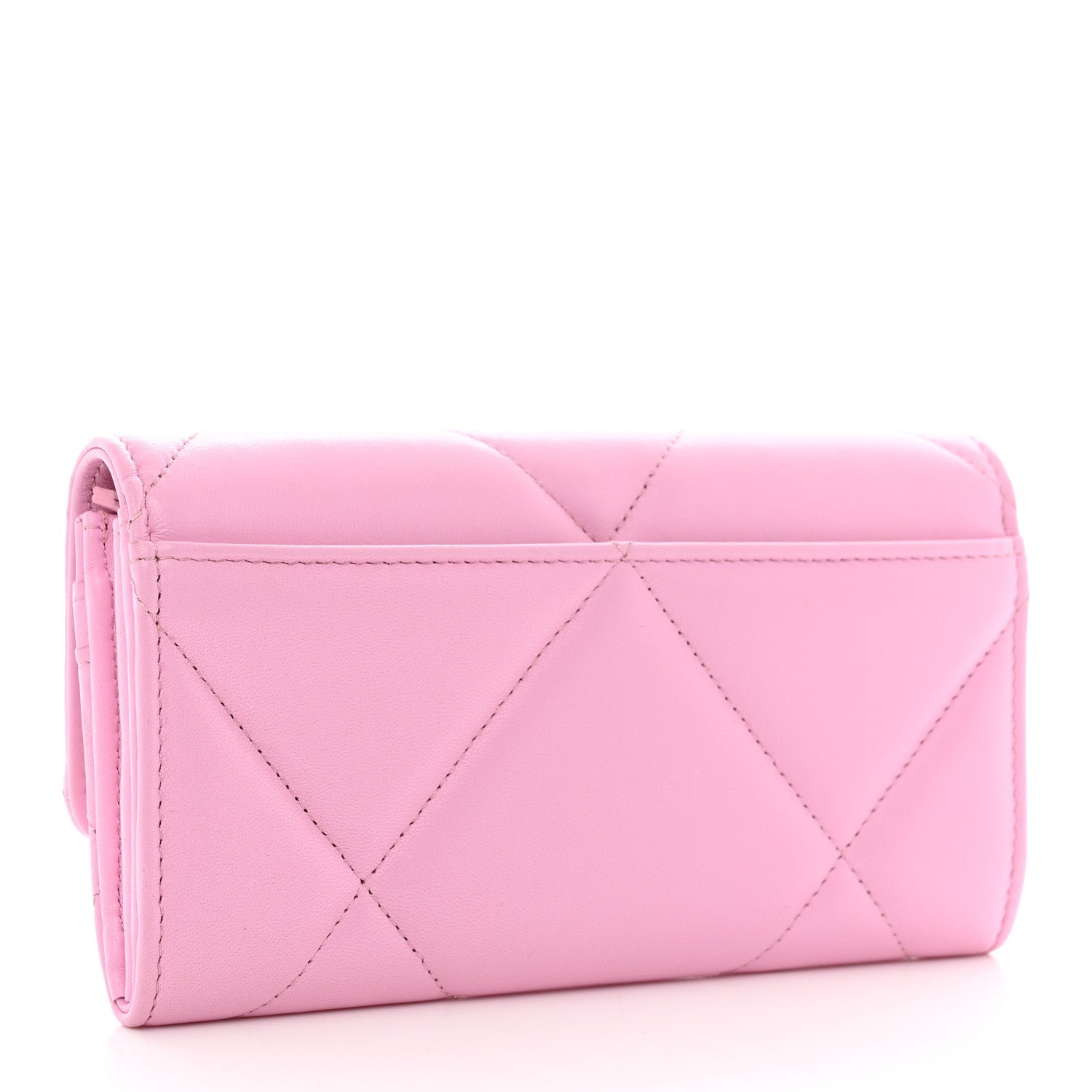 Chanel Lambskin Quilted Chanel 19 Flap Wallet Pink 3 of 9