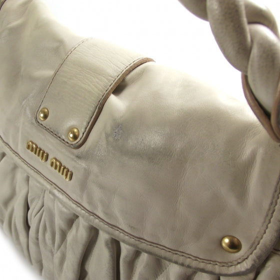 Miu Miu Leather Matelasse Coffer Hobo Bianco 7 of 12