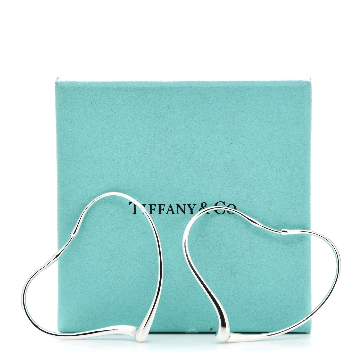 Tiffany Sterling Silver Medium Elsa Peretti Open Heart Hoop Earrings 5 of 5