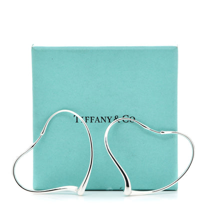 Tiffany Sterling Silver Medium Elsa Peretti Open Heart Hoop Earrings 5 of 5