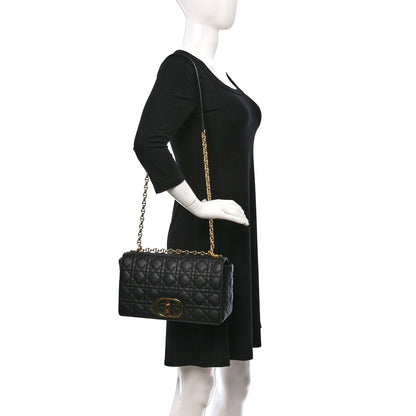 Christian Dior Grained Calfskin Cannage Large Caro Bag Black 2 of 9