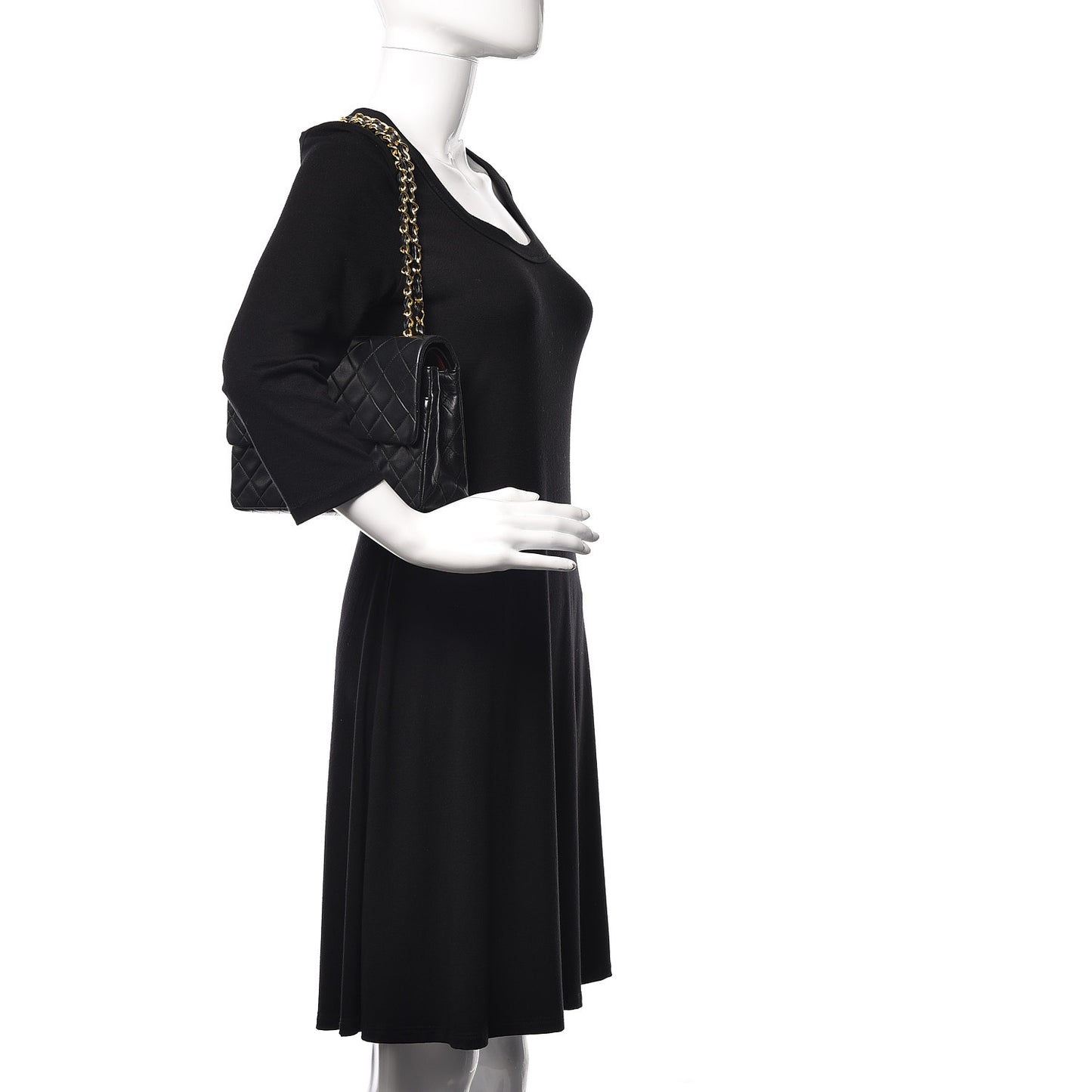 Lambskin Quilted Medium Double Flap Black