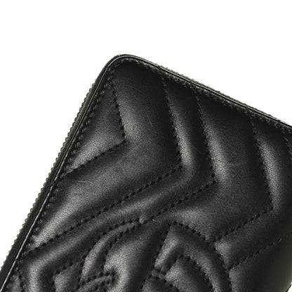 Gucci Calfskin Matelasse GG Marmont Zip Around Wallet Black 11 of 12