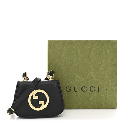 Gucci Roxy Calfskin Mini Blondie Card Case Wallet with Strap Shoulder Black 11 of 11