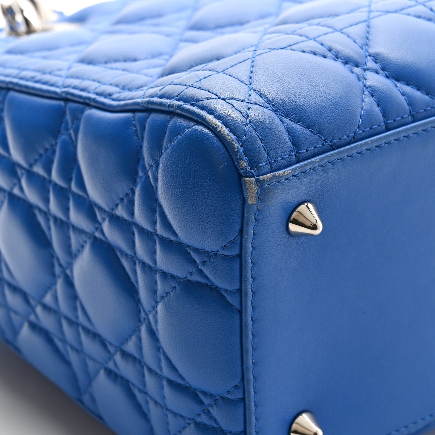 Lambskin Cannage Medium Lady Dior Blue Persan