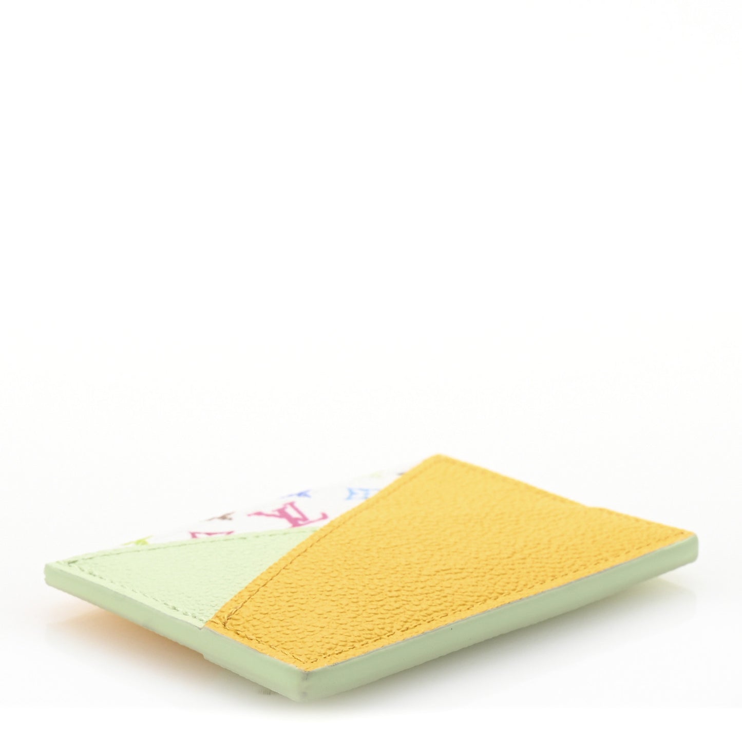 LV X TM Monogram Multicolor Criss-Cross Card Holder Green Tea Gingko Green Tea Gingko Yellow