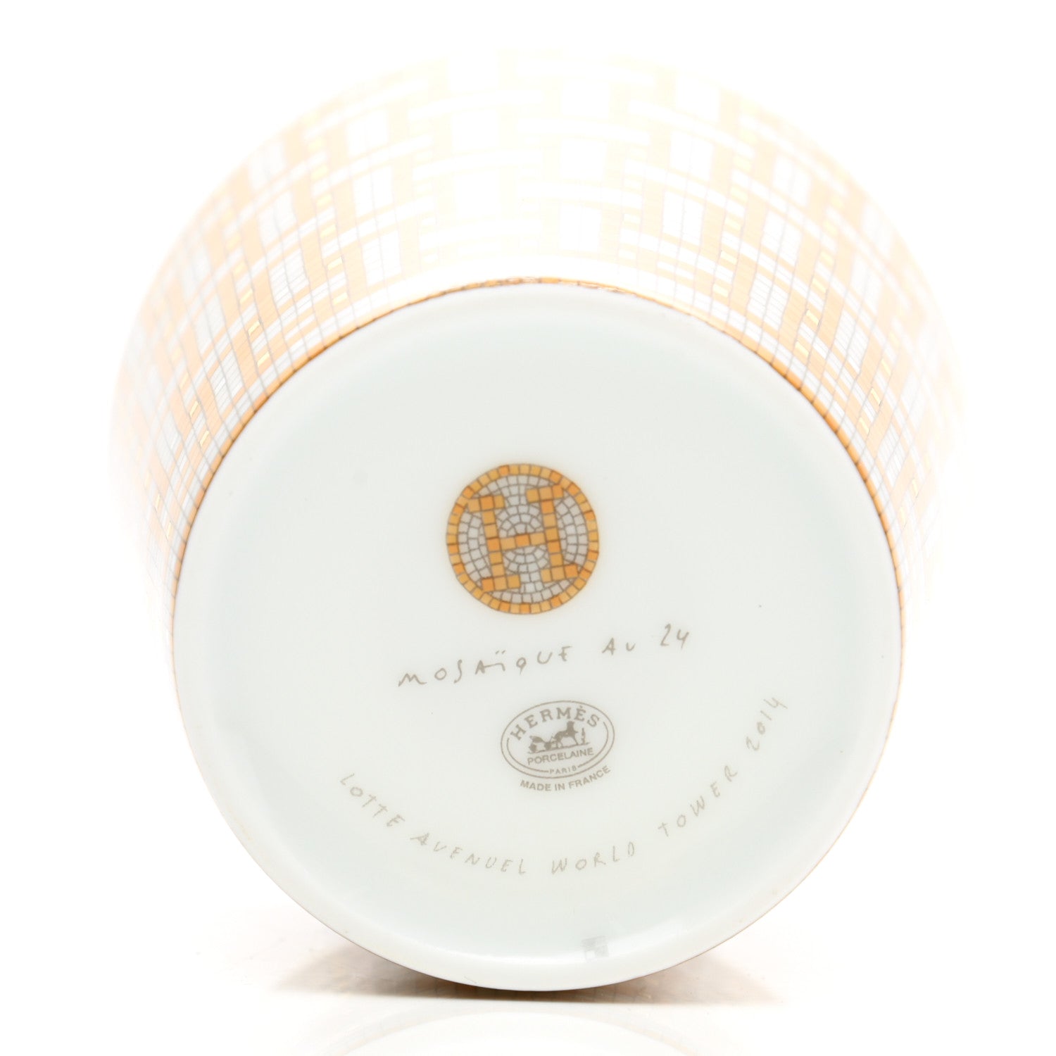 Hermes Porcelain Mosaique Au 24 Porcelain Candle Tumbler Gold 7 of 10