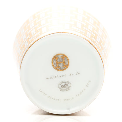Hermes Porcelain Mosaique Au 24 Porcelain Candle Tumbler Gold 7 of 10
