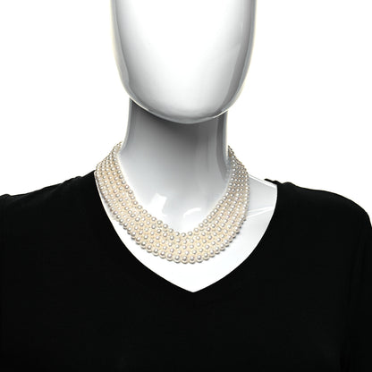 Tiffany Sterling Silver Freshwater Pearl 4.5-7mm Ziegfeld 5 Strand Graduated Pearl Necklace 2 of 5