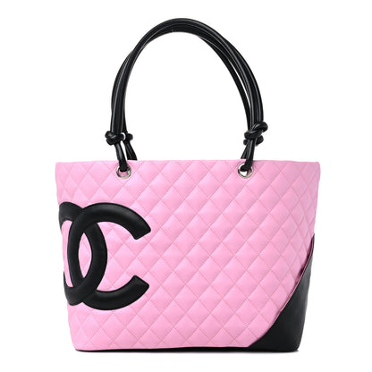 Chanel Calfskin Quilted Large Cambon Tote Pink Black 1 of 10