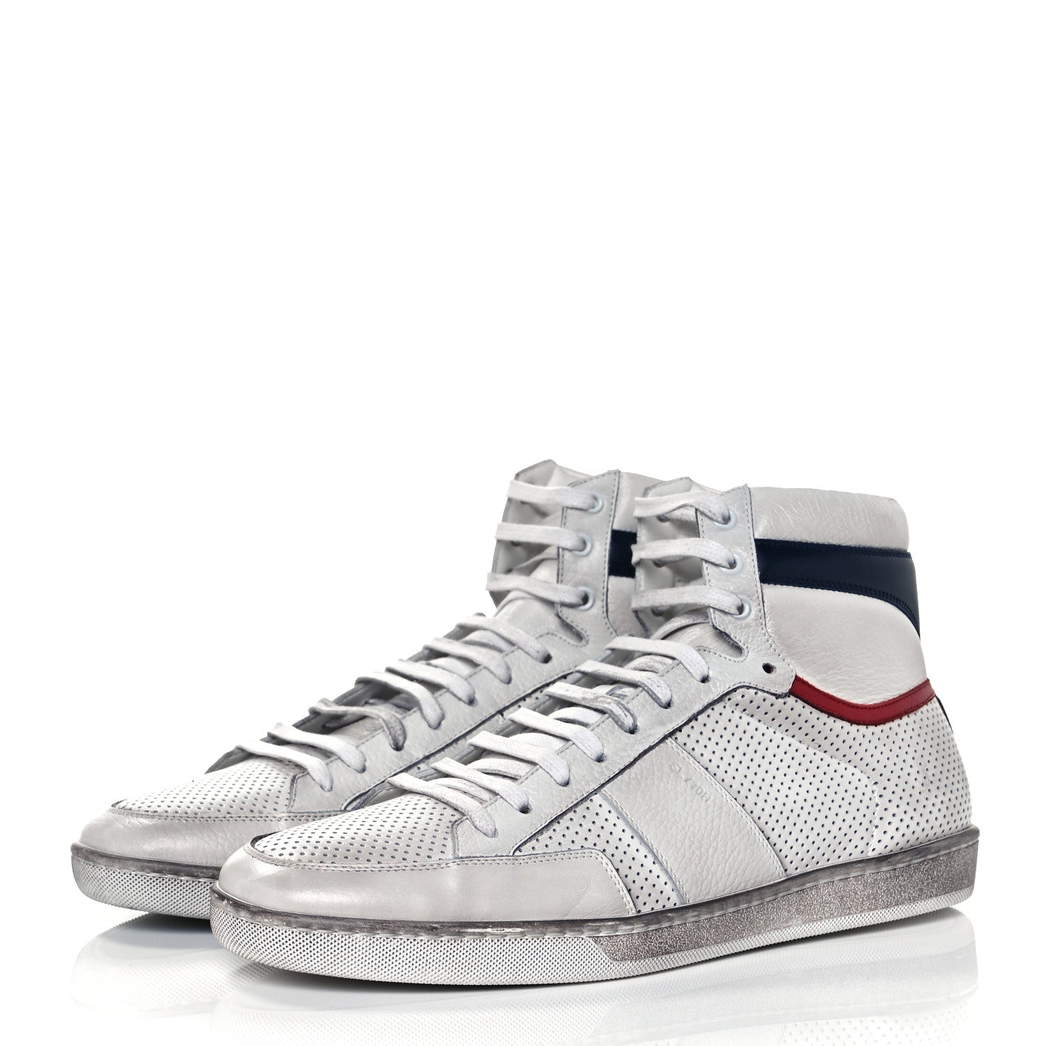 Saint Laurent Calfskin Perforated Court Classic SL/10H High Top Sneakers 44 White 3 of 11