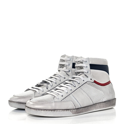 Saint Laurent Calfskin Perforated Court Classic SL/10H High Top Sneakers 44 White 3 of 11