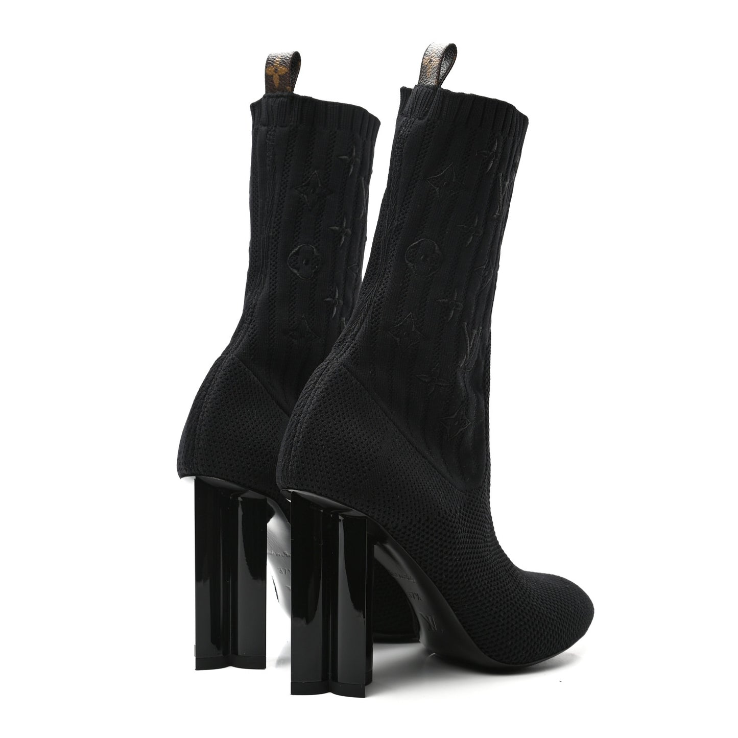 Monogram Stretch Fabric Silhouette Ankle Boots 37.5 Black